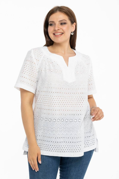 Летняя хлопковая блуза в стиле на каждый день Avila 0858 белый - фото 7