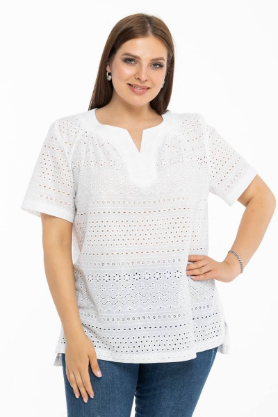 Летняя хлопковая блуза в стиле на каждый день Avila 0858 белый - фото 6