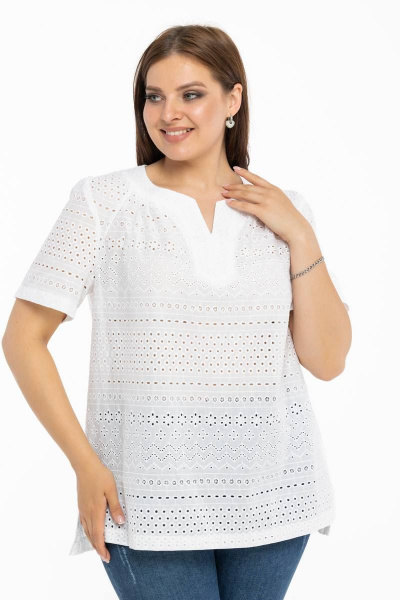Летняя хлопковая блуза в стиле на каждый день Avila 0858 белый - фото 1