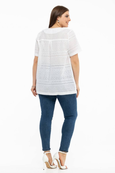 Летняя хлопковая блуза в стиле на каждый день Avila 0858 белый - фото 4