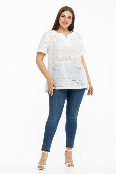 Летняя хлопковая блуза в стиле на каждый день Avila 0858 белый - фото 3