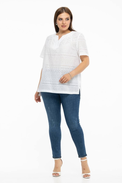 Летняя хлопковая блуза в стиле на каждый день Avila 0858 белый - фото 2