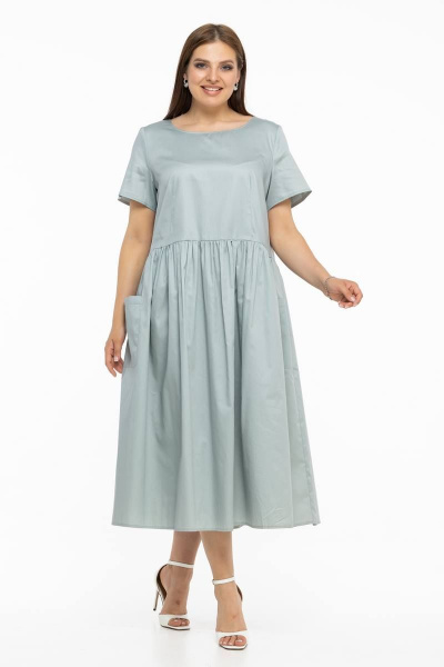 Платье: свободного кроя из хлопка с асимметричным низом Avila 0796 мятный - фото 3