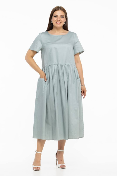 Платье: свободного кроя из хлопка с асимметричным низом Avila 0796 мятный - фото 2