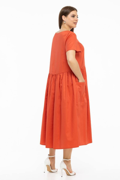 Платье: свободного кроя из хлопка с асимметричным низом Avila 0796 коралловый - фото 3