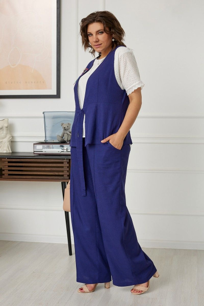 Вискозные брюки свободного кроя с стрелками BegiModa 6030 индиго - фото 6