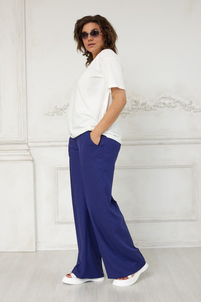 Вискозные брюки свободного кроя с стрелками BegiModa 6030 индиго - фото 3