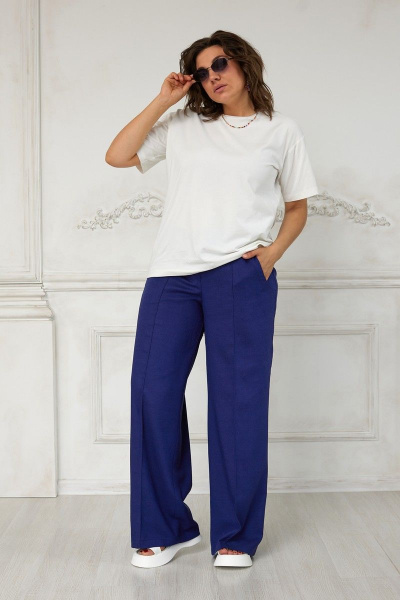 Вискозные брюки свободного кроя с стрелками BegiModa 6030 индиго - фото 1