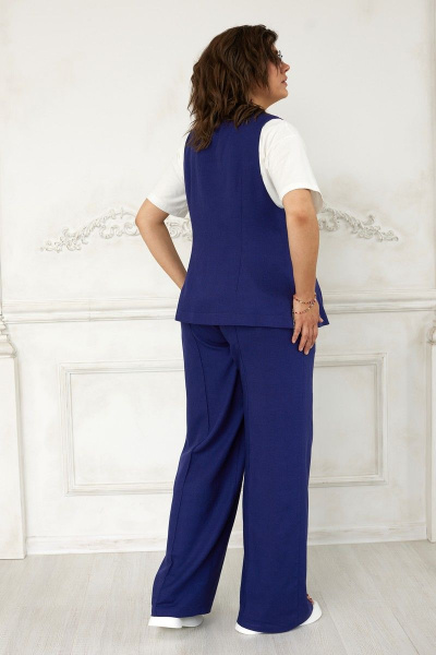 Летний жилет полуприлегающего силуэта из льняной ткани BegiModa 7008 индиго - фото 6