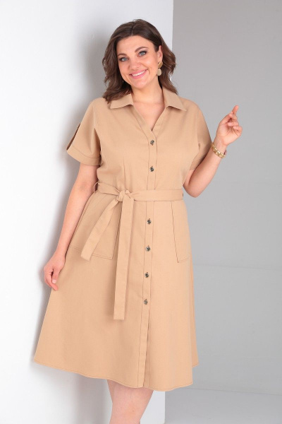 Платье: в стиле сафари, прилегающее, с карманами и пуговицами Takka Plus 23-185 - фото 5