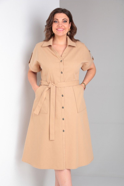 Платье: в стиле сафари, прилегающее, с карманами и пуговицами Takka Plus 23-185 - фото 4