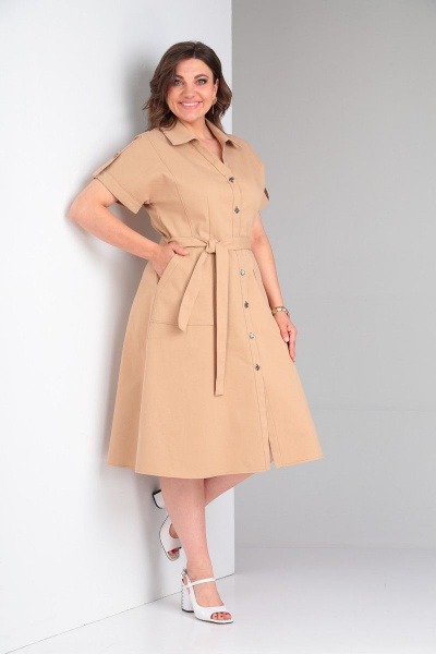 Платье: в стиле сафари, прилегающее, с карманами и пуговицами Takka Plus 23-185 - фото 3