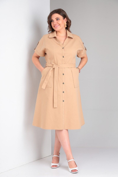 Платье: в стиле сафари, прилегающее, с карманами и пуговицами Takka Plus 23-185 - фото 2