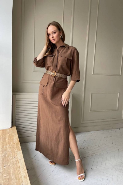 Прямое летнее платье с боковыми разрезами из текстиля PUR PUR 11-181/1 - фото 2