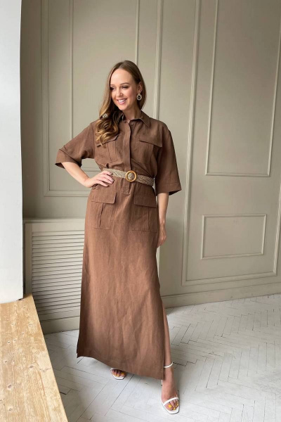 Прямое летнее платье с боковыми разрезами из текстиля PUR PUR 11-181/1 - фото 3