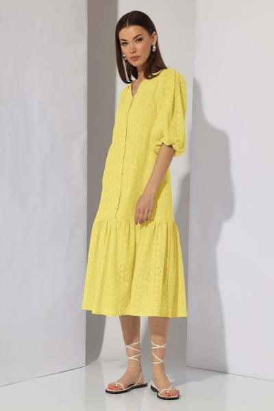 Платье летнее А-силуэта из хлопка с воланом и вышивкой N.O.W. 1287-1 - фото 6