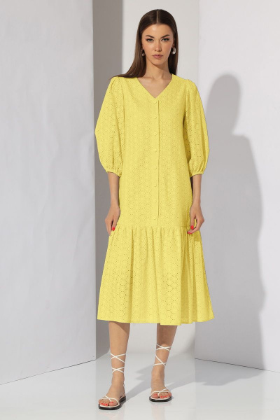 Платье летнее А-силуэта из хлопка с воланом и вышивкой N.O.W. 1287-1 - фото 4