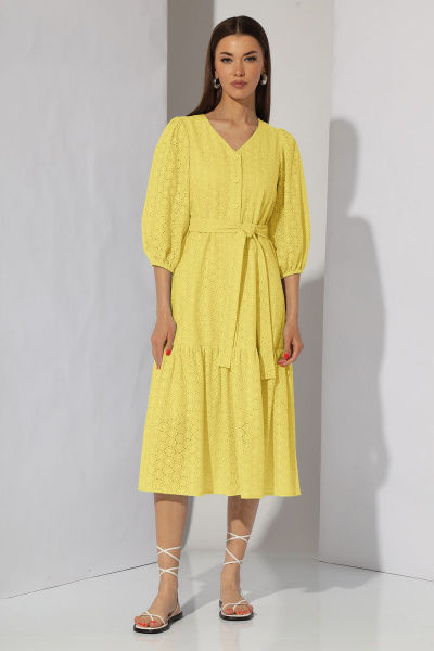 Платье летнее А-силуэта из хлопка с воланом и вышивкой N.O.W. 1287-1 - фото 1