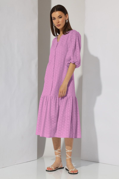 Платье летнее А-силуэта из хлопка с воланом и вышивкой N.O.W. 1287-2 - фото 6