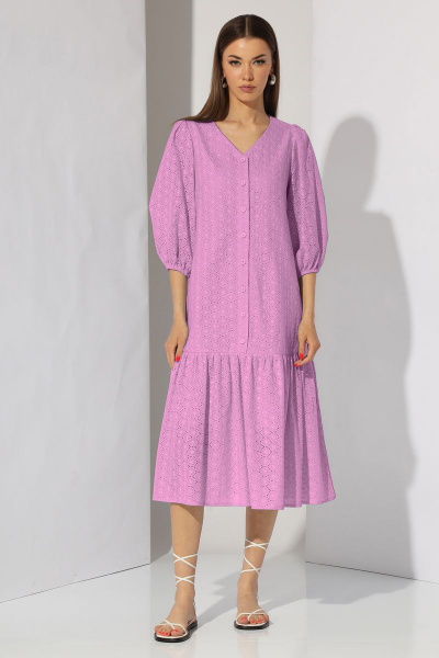 Платье летнее А-силуэта из хлопка с воланом и вышивкой N.O.W. 1287-2 - фото 4