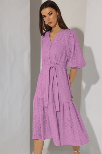 Платье летнее А-силуэта из хлопка с воланом и вышивкой N.O.W. 1287-2 - фото 3