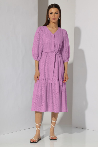 Платье летнее А-силуэта из хлопка с воланом и вышивкой N.O.W. 1287-2 - фото 1