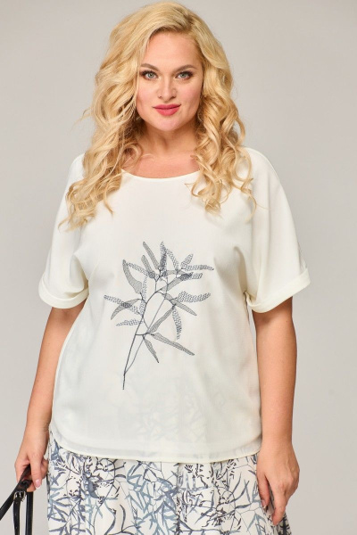 Блуза летняя шифоновая с вышивкой и коротким рукавом Angelina & Сompany 842 - фото 7
