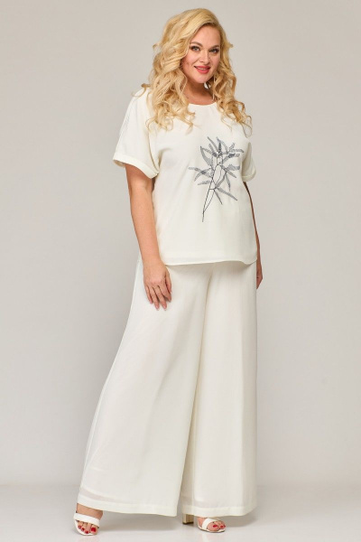 Блуза летняя шифоновая с вышивкой и коротким рукавом Angelina & Сompany 842 - фото 5