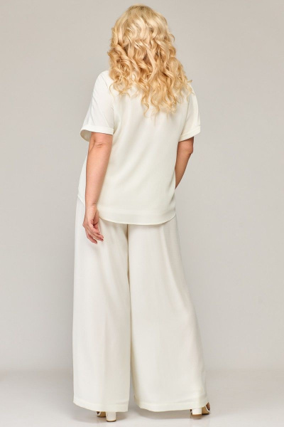 Белые летние брюки палаццо из шифона с резинкой по waist Angelina & Сompany 843 - фото 8