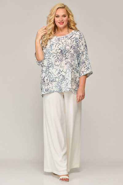 Белые летние брюки палаццо из шифона с резинкой по waist Angelina & Сompany 843 - фото 7