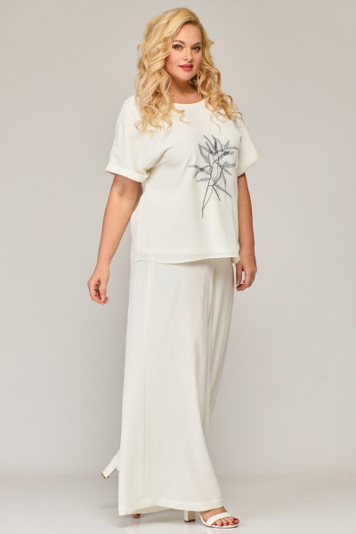Белые летние брюки палаццо из шифона с резинкой по waist Angelina & Сompany 843 - фото 6