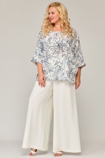 Белые летние брюки палаццо из шифона с резинкой по waist Angelina & Сompany 843 - фото 5