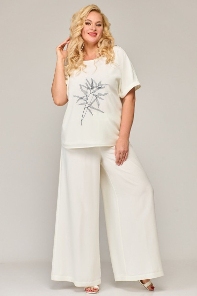 Белые летние брюки палаццо из шифона с резинкой по waist Angelina & Сompany 843 - фото 4
