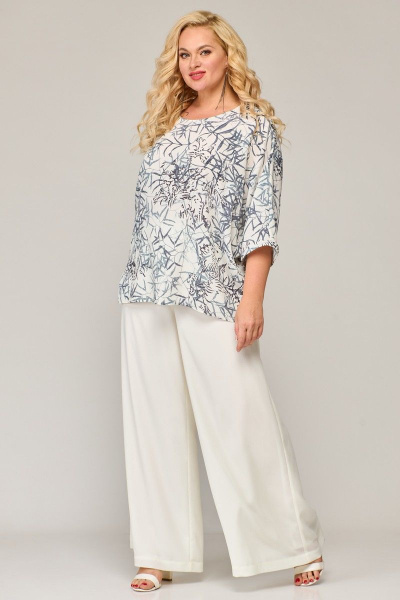 Белые летние брюки палаццо из шифона с резинкой по waist Angelina & Сompany 843 - фото 3