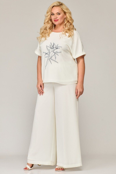 Белые летние брюки палаццо из шифона с резинкой по waist Angelina & Сompany 843 - фото 1