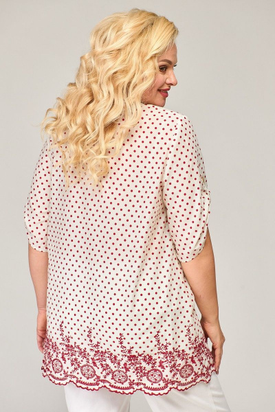 Летняя блузка в горошек с коротким рукава и застежкой Angelina & Сompany 846 - фото 8