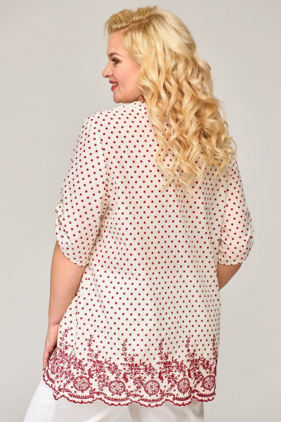 Летняя блузка в горошек с коротким рукава и застежкой Angelina & Сompany 846 - фото 2