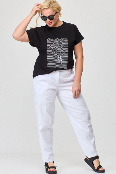 Майка свободного кроя из вискозы с авторским принтом SOVA 11174 черный - фото 10