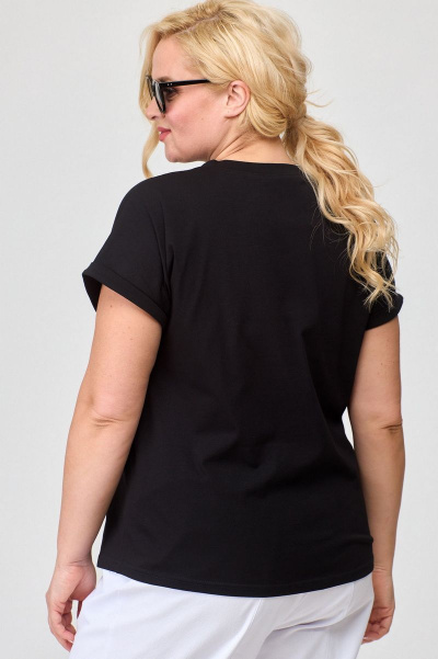 Майка свободного кроя из вискозы с авторским принтом SOVA 11174 черный - фото 3