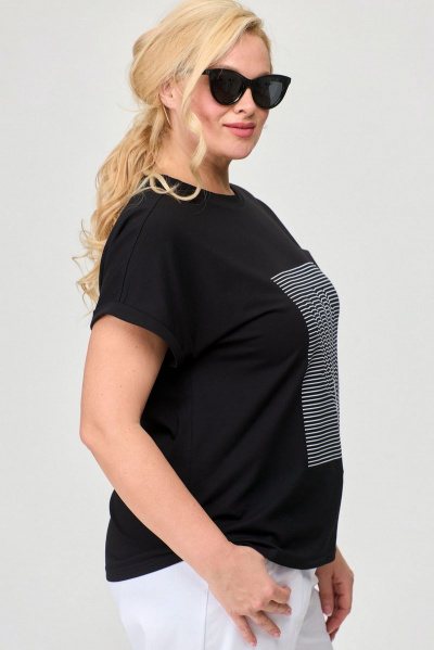 Майка свободного кроя из вискозы с авторским принтом SOVA 11174 черный - фото 2