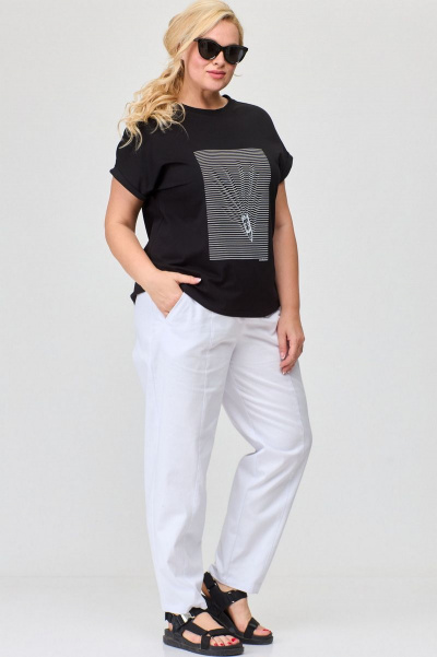 Майка свободного кроя из вискозы с авторским принтом SOVA 11174 черный - фото 5