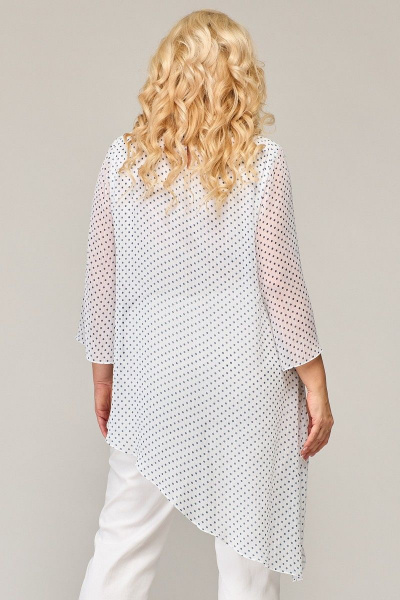 Белая удлиненная блузка свободного силуэта с асимметричным низом Angelina & Сo 851 - фото 2