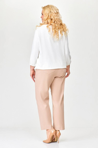 Белая блуза прямого силуэта из вискозы с эффектом крэш Swallow 673 молочный - фото 11