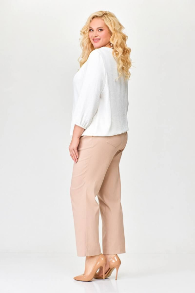 Белая блуза прямого силуэта из вискозы с эффектом крэш Swallow 673 молочный - фото 10