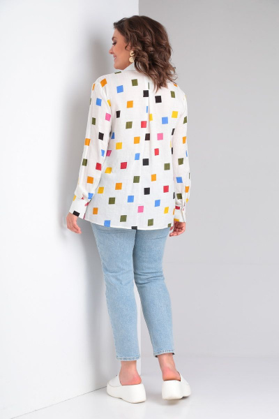 Летняя хлопковая блузка с длинным рукавом и карманами Lady Line 546 - фото 3