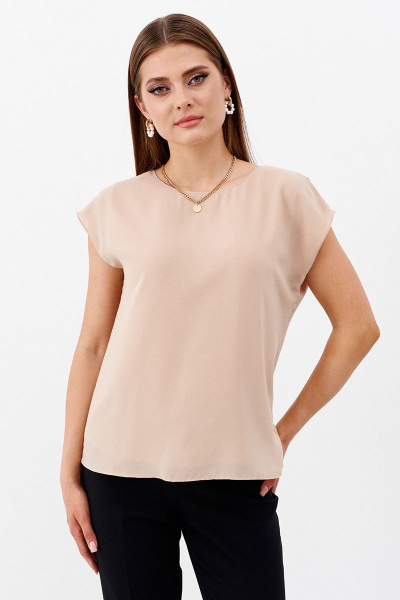 Блуза летняя свободного кроя из текстиля Ketty К-09940 бежевый - фото 2