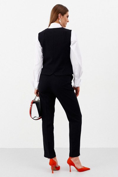 Жилет классический с V-вырезом из костюмной ткани Ketty К-08837 черный - фото 6