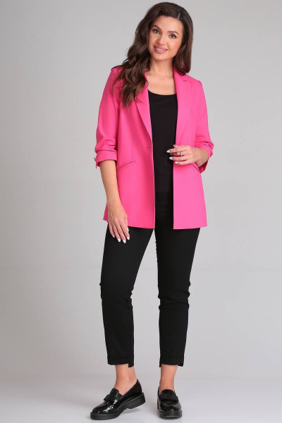 Розовый жакет с рельефами и коротким рукавом LeNata 11324 фуксия - фото 7