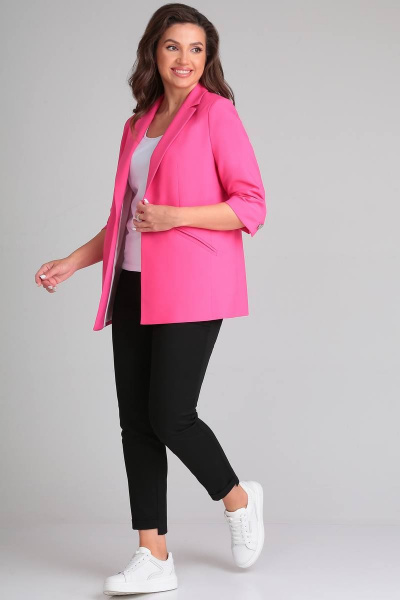 Розовый жакет с рельефами и коротким рукавом LeNata 11324 фуксия - фото 6