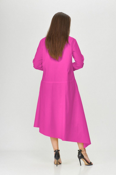 Платье бохо трапециевидное из хлопка с декоративными элементами Abbi 1009 фуксия - фото 2